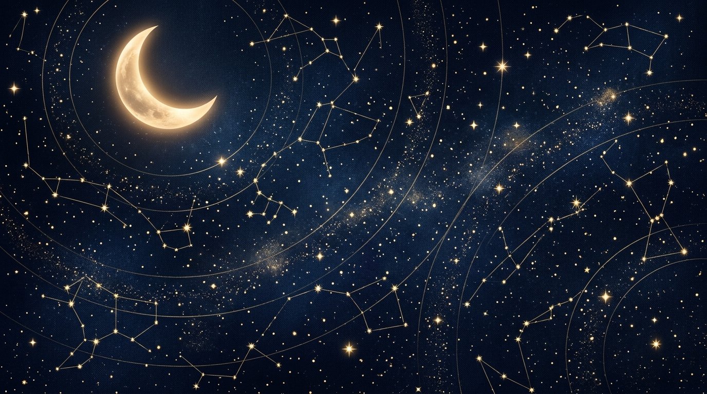 Celestial Night Sky & Moon Background