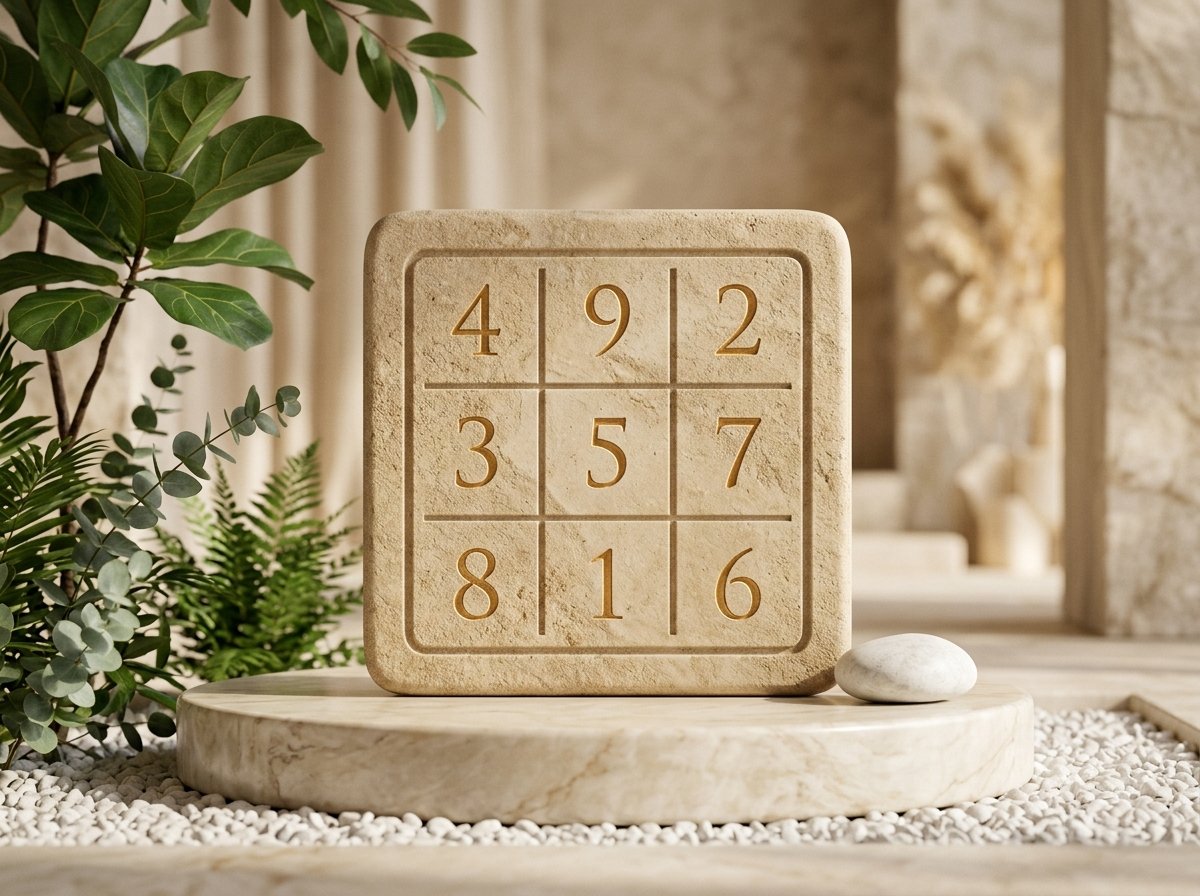 Lo Shu Grid Matrix Tablet on Marble Podium