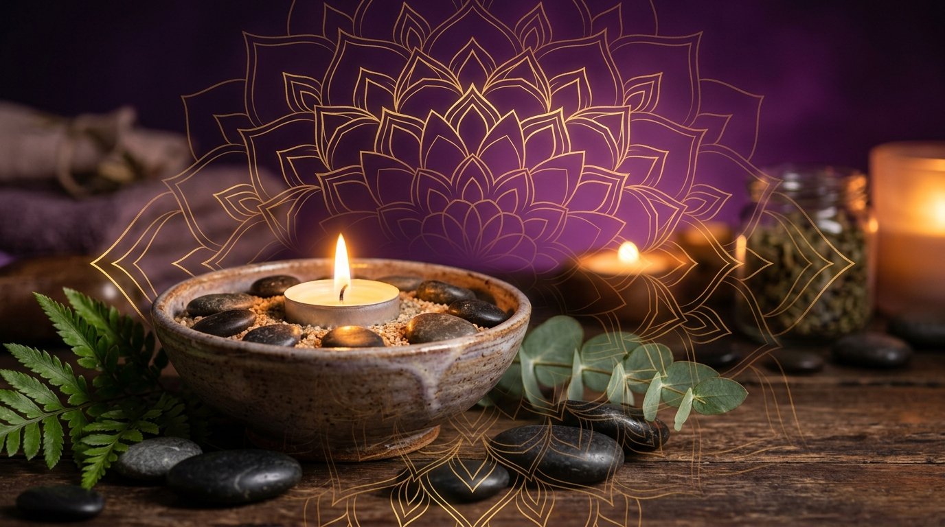 Dark Amethyst Purple Reiki Candlelit Background